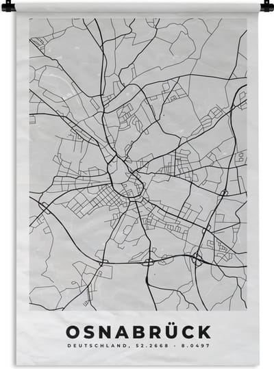 Wandkleed - Wanddoek - Osnabrück - Kaart - Stadskaart - Plattegrond - Duitsland - 120x180 cm - Wandtapijt