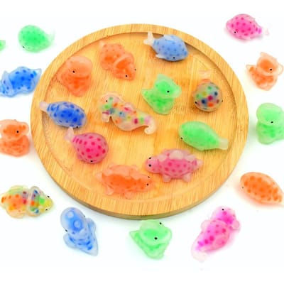 1-24 pièces Jouets Anti-Stress Squishy pour Enfants Jouets Squishy Mochi en Gros Boules à Presser pour Fête avec Billes d'Eau Dinosaure Animaux Marins Stress orange