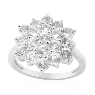 Cavill - Zilveren Ring - 925 Sterling Zilver - 19 Briljant Geslepen Mexicaanse Danburiet Kristallen 2 052 ct - Bloemvormig Design - Stijlvol 23x20 mm