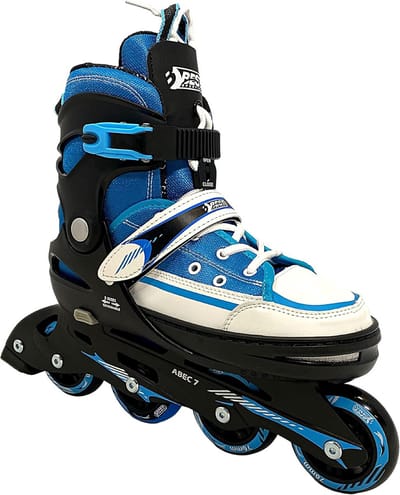 Verstelbare Inline Skates voor Kinderen en Jongeren (Maten 37-41) - Blauwe Rolschaatsen met Rem