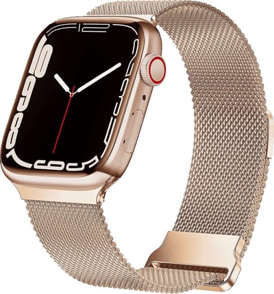 By Qubix - Geschikt voor Apple Watch bandje - geschikt voor Apple watch Milanese band - Champagne / rosé goud - Extra sterke magneet - Geschikt voor Apple Watch 38mm / 40mm / 41mm / 42mm