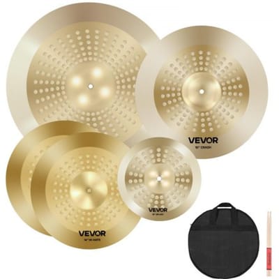 VEVOR 4-delige 254mm Splash 355mm HiHat 400mm Crash 505mm Ride-bekken (10 14 16 20 Inches)
