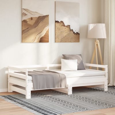 vidaXL - Uitschuifbare - slaapbank - zonder - matras - 80x200 - cm - wit