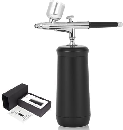 Timbertech draagbare en geïntegreerde draadloze oplaadbare airbrushset met compressor MK-410 inclusief reinigingsborstels voor hobby's, taartdecoratie, make-up en andere airbrush-toepassingen.