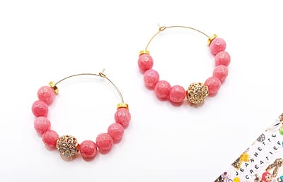 Jeannette-Creatief® - Natuursteen - Oorringen Natuursteen Light Coral Red Pink Opal Goud - Natuursteen Kralen Facet geslepen Light Coral Red Pink Opal AB Coating - Oorbellen Natuursteen - Dames Oorbellen - Filigraan Kralen - Valentijn - Moederdag