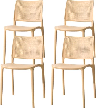 Tuinstoelen Set - Stoelen Stapelbaar - Buiten Zitten - Ergonomisch Vormgegeven - 42 x 55 x 79 cm - Lichtgeel
