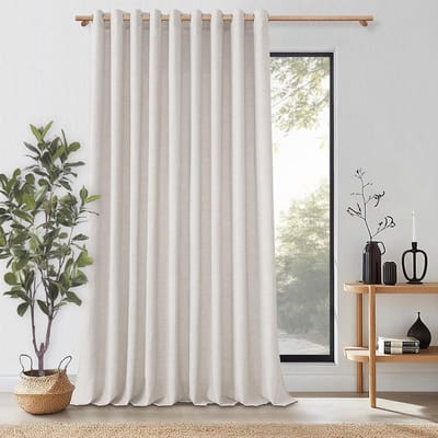 Unyqoos® Extra Brede Linnenlook Gordijnen – Grijs-Roze – 300 x 240 cm – Half Transparant – Ademend en Lichtdoorlatend