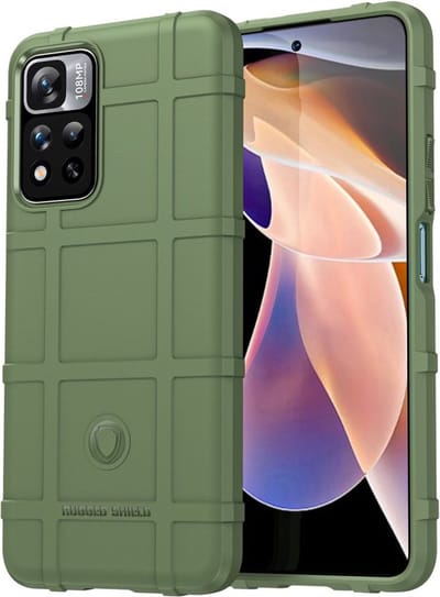 Rugged Shield Hoesje Geschikt voor Xiaomi Redmi Note 11 Pro (5G) - Back Cover Schokbestendig - Flexibel TPU - Verhoogde Randen voor extra Camera Bescherming - Groen