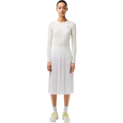 Lacoste Midi-rok voor dames met plooien en elastische tailleband (Wit)