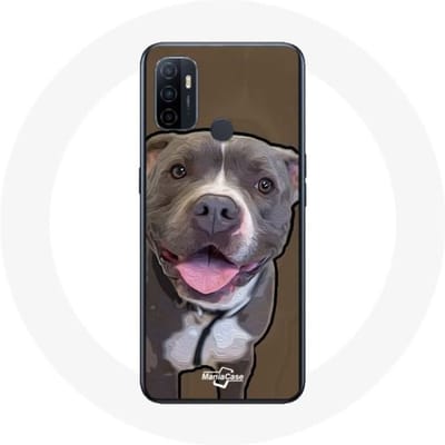 Oppo A53 hoesje Pitbull Dog Wit Grijs