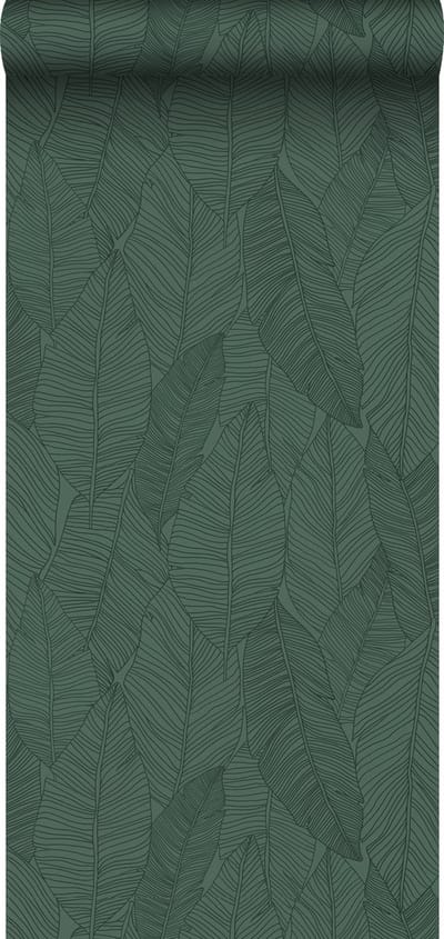 ESTAhome behang getekende bladeren donkergroen - 53 cm x 10.05 m - 139449