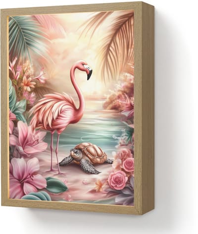 Nachtlampje 30x40 cm - Kinder lamp - Flamingo - Schildpad - Roze - Tafellamp kinderkamer draadloos - Slaapkamer lampje - Bedlamp kinderen - Kinderlampje - Wandlamp babykamer - Nachtlampjes