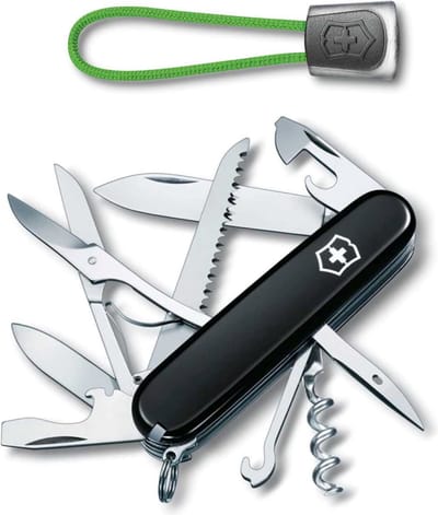Victorinox Huntsman Zwitsers Zakmes+lanyard -15 Functies - Zwart/groen
