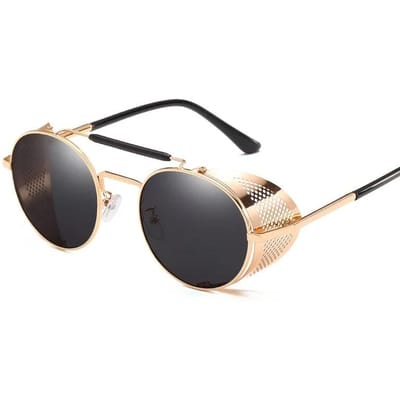 Retro Gotische Steampunk Stijl Rond Metalen Frame Zonnebril Mannen Vrouwen Luxe Designer Schild Lens Zonnebrillen Gafas de Sol gray