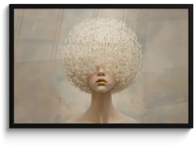 Poster in lijst - Fotolijst 90x60 cm - Posters - Dromerig - Beige - Paardenbloemzaadjes - Posterlijst zwart - Decoratie - Wanddecoratie woonkamer - Muurdecoratie slaapkamer