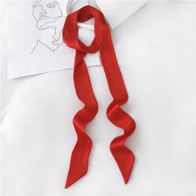 Effen Kleur Smalle Strook Dunne Sjaal Dames Sjaal Taille Riem Hoofdband Stropdas Tas Lint Lint rood