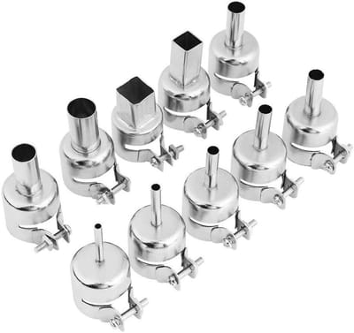 Heteluchtpistool Sproeiers Set - Reparatie Hulpmiddelen - Elektronica Reparatie - Met Borgschroef - 10 Stuks - Zilver