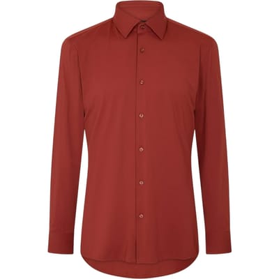 Boss Heren P-Hank Oxford-overhemd met Kent-kraag en lange mouwen (Bruin)