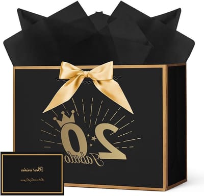 Papieren Cadeauzakken 28x20x10cm met Handvat, Perfect voor Verjaardagen, Kerst en Bruiloften met Strik en Kaart