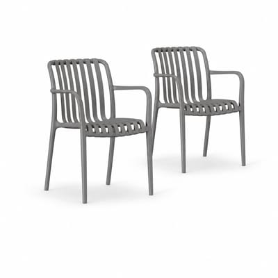 DS4U® - Max tuinstoel - Set van 2 - Grijs - Kunststof - Met armleuning