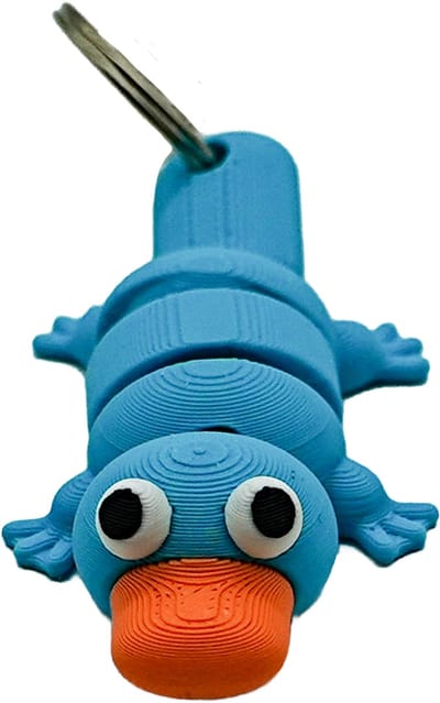Vogelbekdier (Platypus) sleutelhanger - Blauw/ Oranje - 3d geprint - Cadeau liefhebber – Cartoon sleutelhanger – 5cm