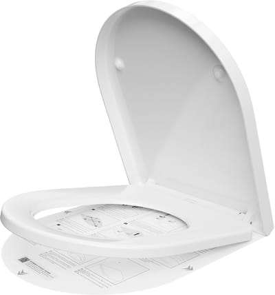 Anycee Max Luxe WC Bril D-Vorm - Duroplast Toiletbril met Deksel - Geruisloze Softclose Sluiting - Eenvoudig Afklikbaar & Snel te Reinigen - Wit