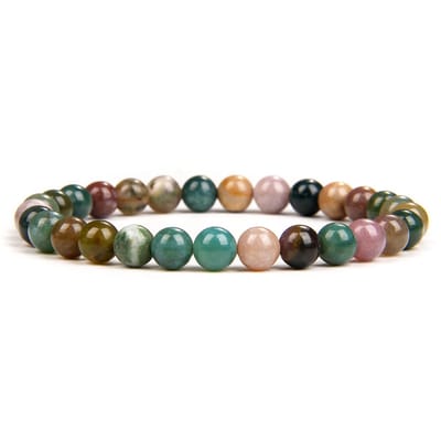Bixorp Gems Indiaanse Agaat Edelsteen Armband 6mm - Edelstenen Kralenarmband - Spiritueel Cadeau - 18cm