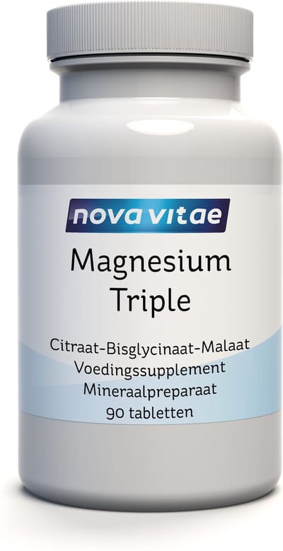 Nova Vitae - Magnesium Complex - Magnesium Triple - 90 tabletten - Voor zenuwstelsel, spieren en geestelijke energie - Vegan