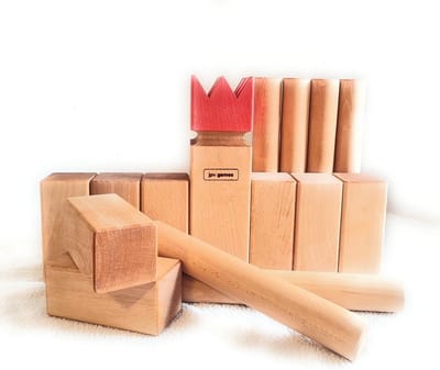 Kubb Set Beuken - Werpspel Hout - Buiten Spelen - XXL Wedstrijdmaat - Groot Formaat - Houtkleur