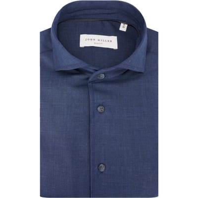 John Miller Overhemd Schiller Collar Faux-Uni Fine Stretch Wool Blend Donker Blauw / male