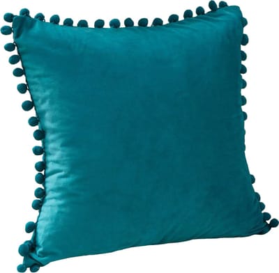 QUVIO Sierkussen met bolletjes - Gevuld - Sierkussens voor binnen - kussentjes bank - Kussentjes - Fluwelen sierkussens - Sierkussens vierkant - Gevulde sierkussens - Sierkussens turquoise - Sierkussens - Fluweel - 50 x 50 cm - Turquoise
