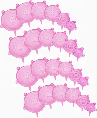 Bovista Afsluitdeksel - Stretch Deksel - Siliconen - Rekbare Deksel - Vershouddeksel - Herbruikbaar - Set - 24 Stuks - Roze