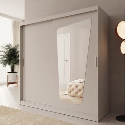 Meubella - Moyo - Kledingkast - 2 schuifdeuren - Beige - 200x62x200 cm