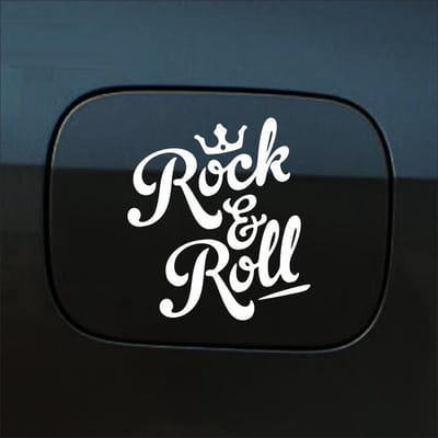 Bumpersticker - Rock & Roll - 11,3 X 13 - Wit