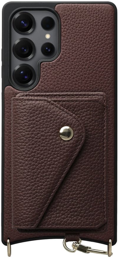 AVY Leren Hoesje Geschikt voor Samsung Galaxy S25 Ultra | Met Magnetische Kaarthouder | Compatibel met MagSafe | Leather Case met Wallet | Chocolate