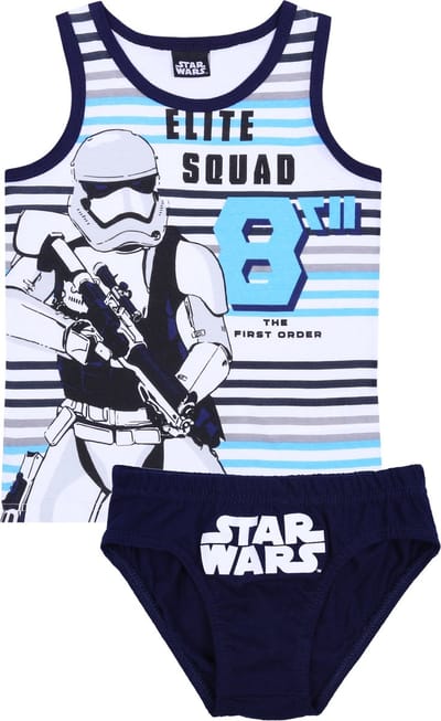 Wit gestreept jongens t-shirt + marineblauw STAR WARS Disney slipje