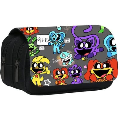 Dubbellaagse Pennenbakje Lachende Beestjes 22cm/8.7inch School Pennen Etui voor Student Grote Opbergruimte Studenten Pennenbakje Schoolcadeau