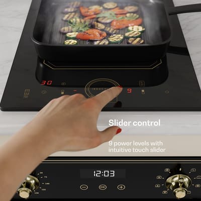 Klarstein Inductiekookplaat Victoria Domino - Flexzone Technologie - Zelfvoorzienend - Inbouwkookplaat - 29 Cm - 2 Zones - 3500 Watt - Booster - Temperatuuropslag - Timer - Glaskeramiek - Energiezuinig - VarioHeating - Flexibel - Zwart