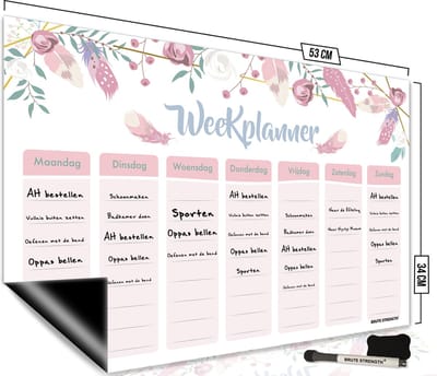 Brute Strength - Magnetisch Weekplanner whiteboard (37) - 53 x 34 cm - Planbord - Familieplanner - Gezinsplanner - To Do Planner