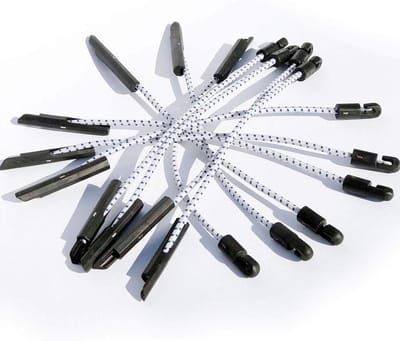 Rubberen spanners - Spanbanden elastisch - Dekzeilen vastzetten - Met verstelbare sluiting - 330 mm 30 stuks - Grijs blauw zwart