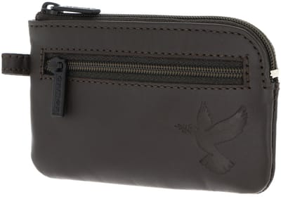 oxmox Leren sleutelgeval Leather Keyholder Freedom Pigeon Embossed Brown donkerbruin