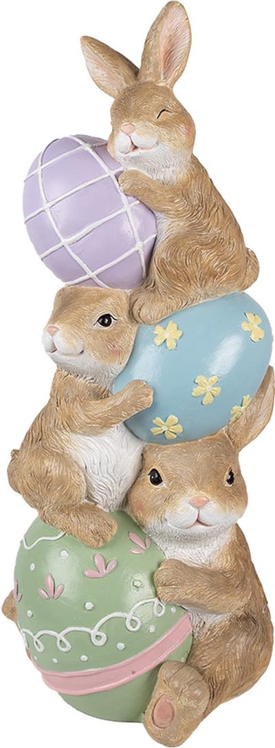 Clayre & Eef Decoratie Beeld Konijnen 31x25x72 cm Bruin Keramisch materiaal