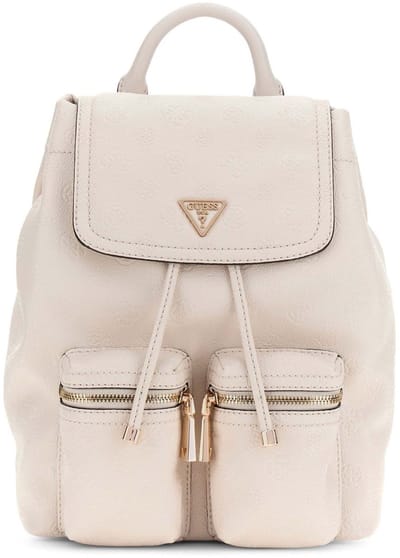 GUESS vrijetijdsrugzak rugzak Manhattan II Flap Backpack Stone Logo crème