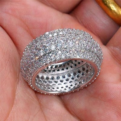 2 stuks bruidsset elegante ringen voor vrouwen bruiloft verloving mode sieraden met volledig glanzende kubieke zirkoon vrouwelijke ring 10 gray