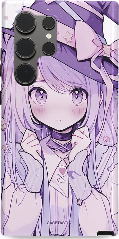 Casetastic hoesje geschikt voor Samsung Galaxy S24 Ultra - Dubbellaagse bescherming - Strik en Staren - Fashion Case - Lila Lichtgrijs Wit Lichtroze