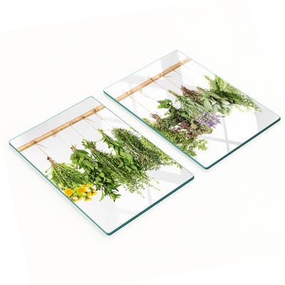 Decoratieve snijplanken van gehard glas met kruidenkoord, 2x40x52 cm