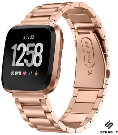Stalen Smartwatch bandje - Geschikt voor Fitbit Versa / Versa 2 stalen bandje - rosé goud - Strap-it Horlogeband / Polsband / Armband