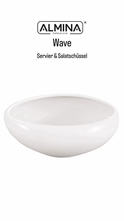 Almina Wave Serveer- en Saladeschaal – Ø 22 cm – Porselein – Beige – Modern & Elegant Design