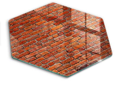 Wallfluent Glazen Snijplanken - Bakstenen muur Snijplanken Glas - h40 cm - Rood Snijplanken van Glas - Glazen Serveerplank - Snijplank van Glas met Print - Antislip Keuken Snijplank Glas
