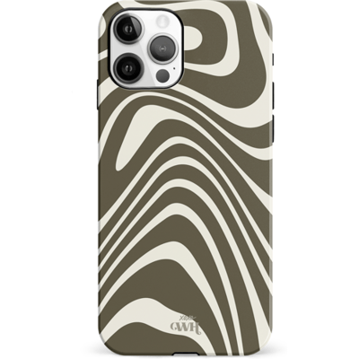 xoxo Wildhearts Boogie Wonderland Green - Double Layer - Hard case geschikt voor iPhone 12 Pro hoesje - Golven print hoesje groen - Beschermhoes shockproof case geschikt voor iPhone 12 Pro hoesje - Hoesje met golven print groen